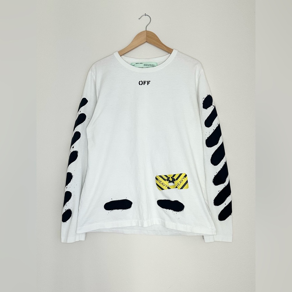 BRAND NEW OFF-WHITE SPRAY PAINT LONG SLEEVE T-SHIRT WITH LOGO